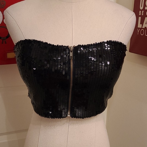 SAMPLE Say What Tops - SAMPLE Say What Black Sequin Corset